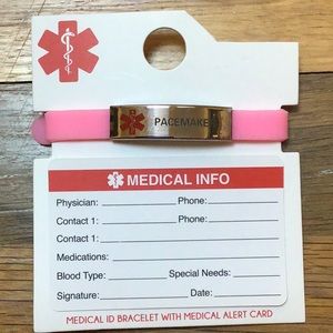 NEW PACEMAKER MEDICAL ALERT PINK SOFT BRACELET